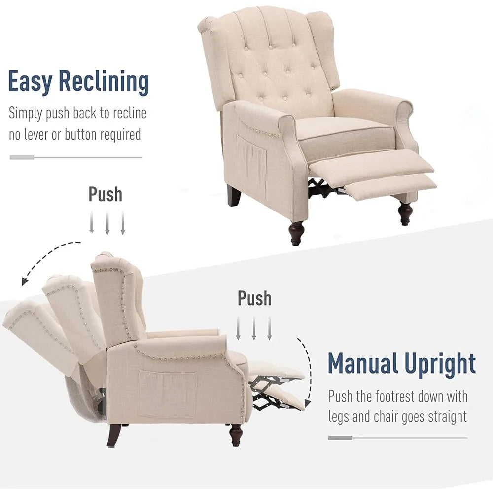 Beige Recliner Chair With Massage And Heating Armchair - Happy Home Retreat