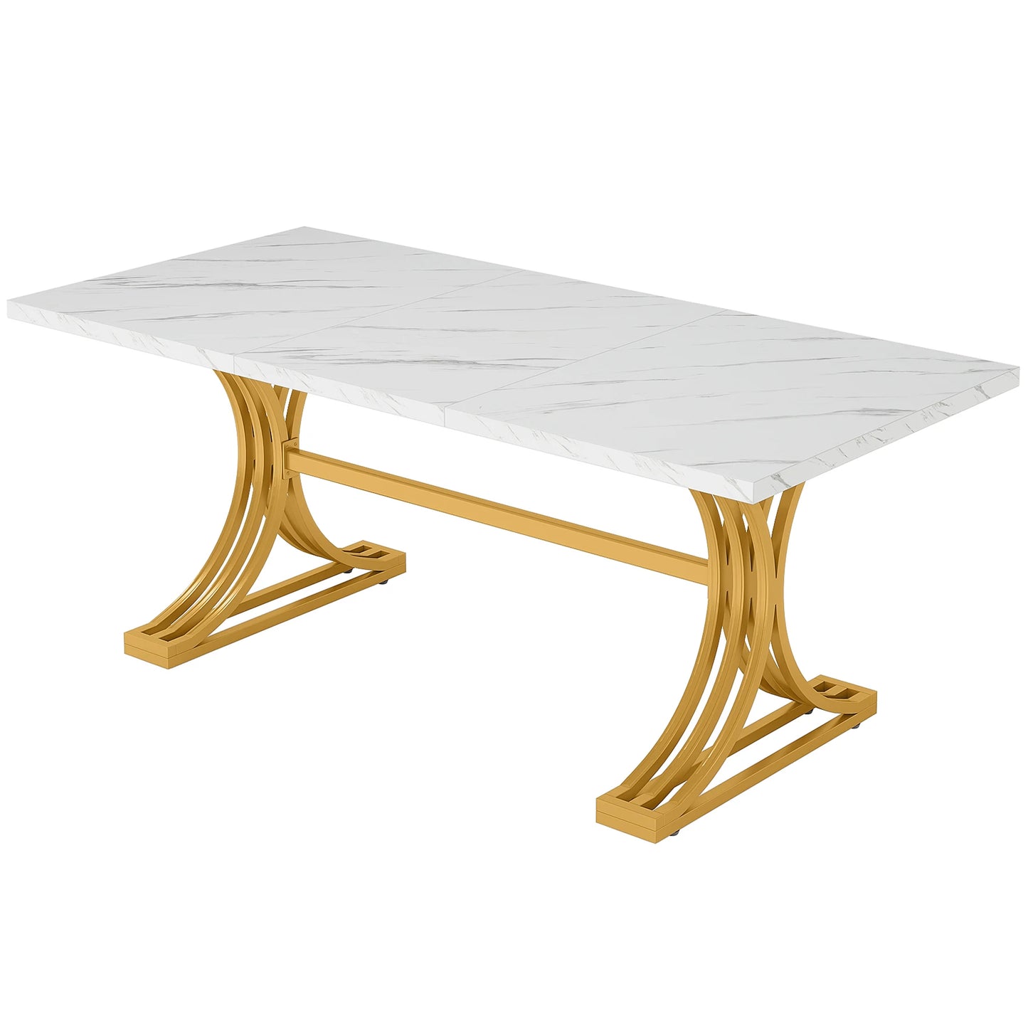 Tribesigns 63 Inch Rectangular Dining Table With Faux Marble Top White - Happy Home Retreat