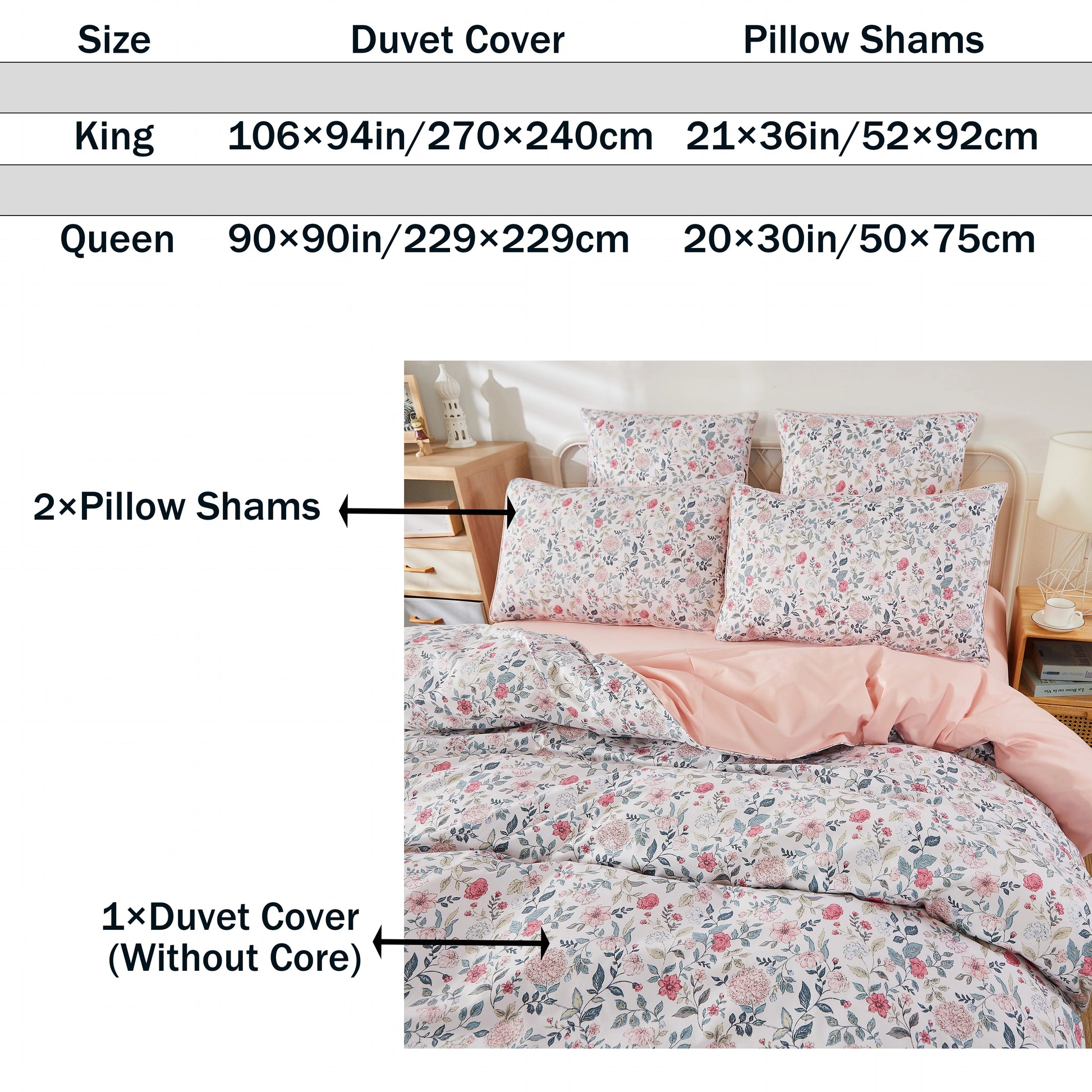 3pcs 600TC 100% Egyptian Cotton Duvet Cover Set, Luxury Vintage Shabby Chic Floral, Soft Skin-Friendly (No Inserts) - Happy Home Retreat