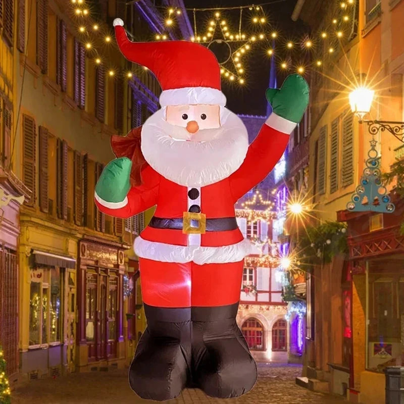Backpack Santa Claus Inflatable With LED Light 1.8M Outdoor Christmas Decor - Happy Home Retreat