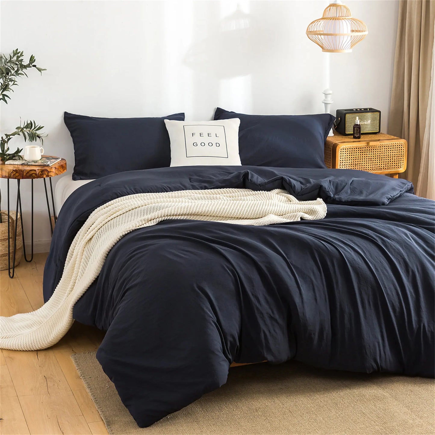 Soft Reversible Washable Bedding Comforter Sets ,Luxury Fluffy Microfiber Skin-friendly Comforter for All Season - Happy Home Retreat