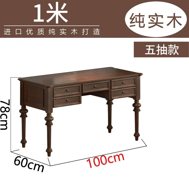 Solid Wood Walnut Retro Computer Desk for Home Office Use - Happy Home Retreat