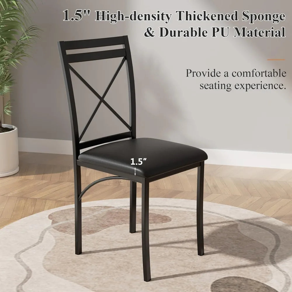 5 Piece Dining Table Set for 4 with Faux Marble Dinette Chairs - Happy Home Retreat