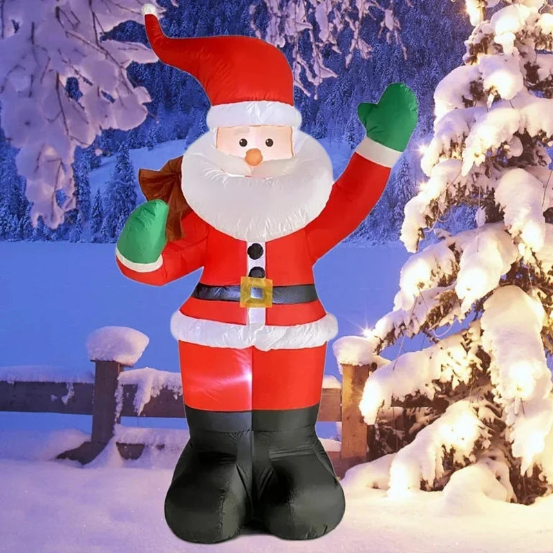 Backpack Santa Claus Inflatable With LED Light 1.8M Outdoor Christmas Decor - Happy Home Retreat