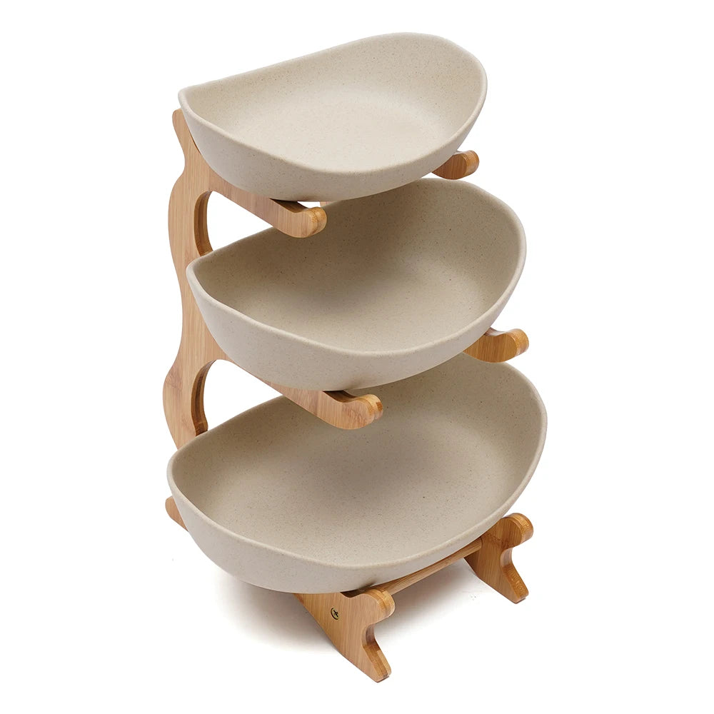 Three Layer Ceramic Fruit Plate Modern Style Bowls Vegetable Basket Holder for Home Living Room - Happy Home Retreat