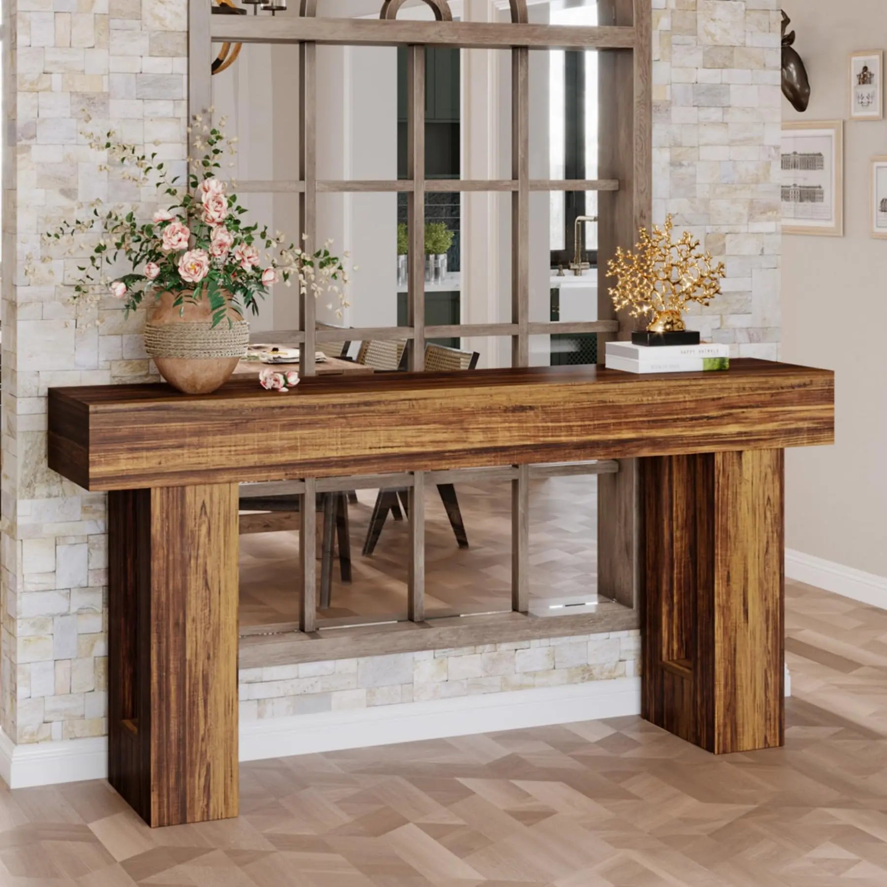 Tribesigns 63 Inch Console Table Behind Couch Farmhouse - Happy Home Retreat
