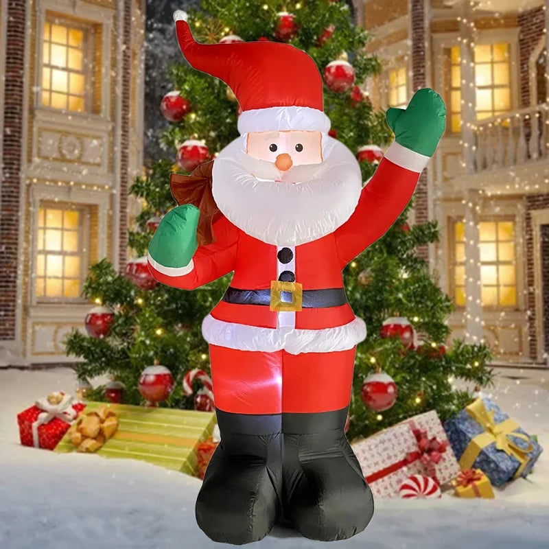 Backpack Santa Claus Inflatable With LED Light 1.8M Outdoor Christmas Decor - Happy Home Retreat