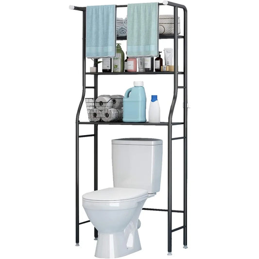 3-Tier Over The Toilet Rack,Bathroom Shelf Space Saver,Corner Stand Storage Organizer Accessories,The Washing Machine,with Hang - Happy Home Retreat