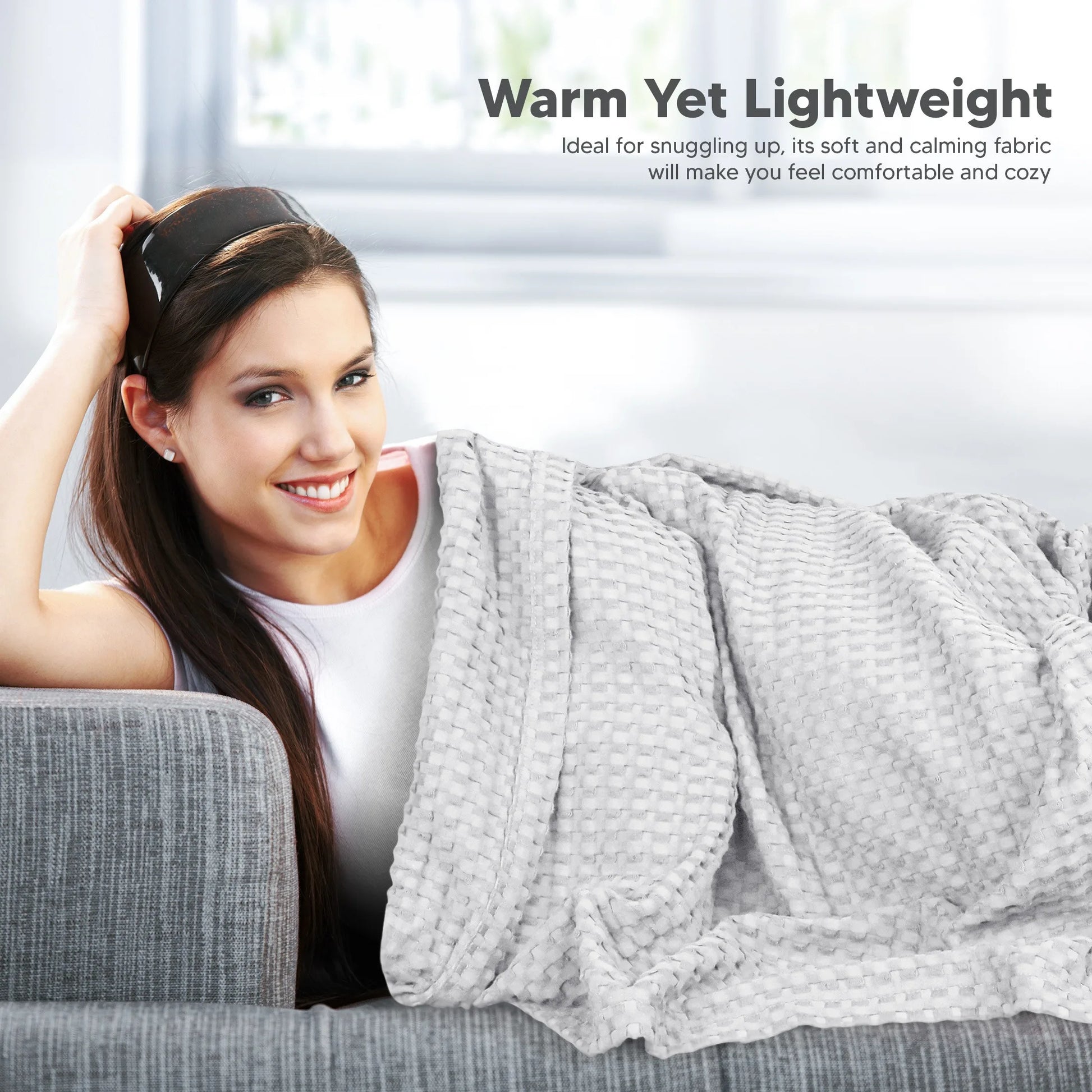 100 Percent Cotton Queen Size Blanket for Bed Breathable and Soft Waffle Weave for Summer and Spring - Happy Home Retreat