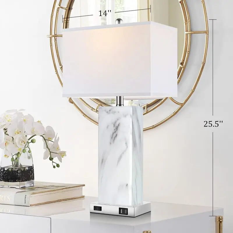 Touch Control Table Lamps Set Of 2 Modern Ceramic Bedside Lamps With 2 USB Ports - Happy Home Retreat