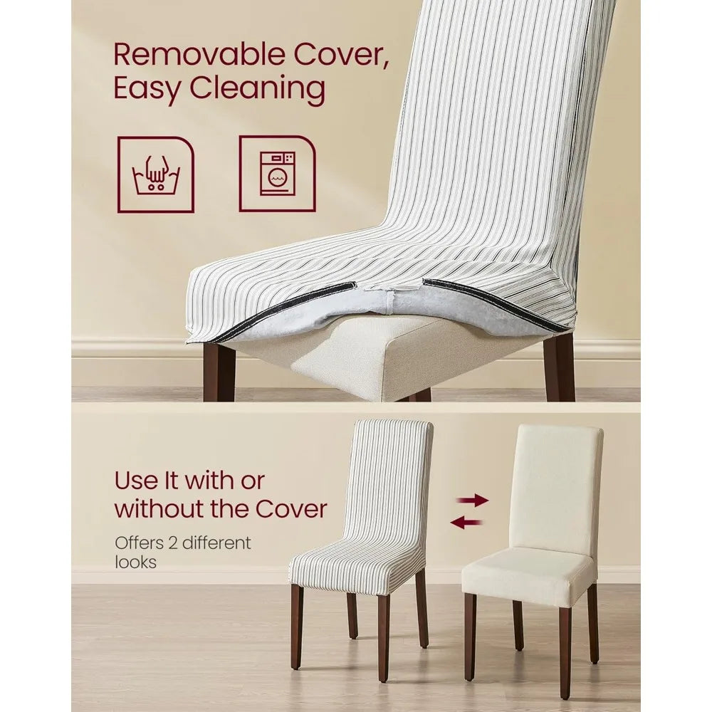 Dining Chairs Set of 4 Parsons Chairs Thick Seat Removable Fabric Cover High Back for Kitchen Bedroom 22.8 x 18.9 x 39.4 Inches - Happy Home Retreat