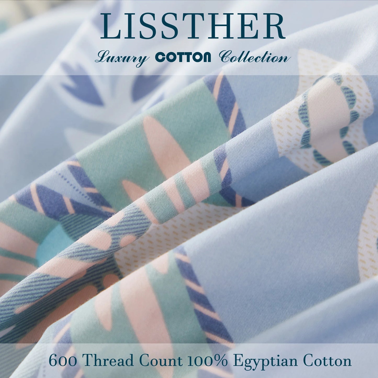 3pcs 600TC 100% Egyptian Cotton Duvet Cover Set, Luxury Boho Paisley Floral, Soft Skin-Friendly (No Inserts) - Happy Home Retreat