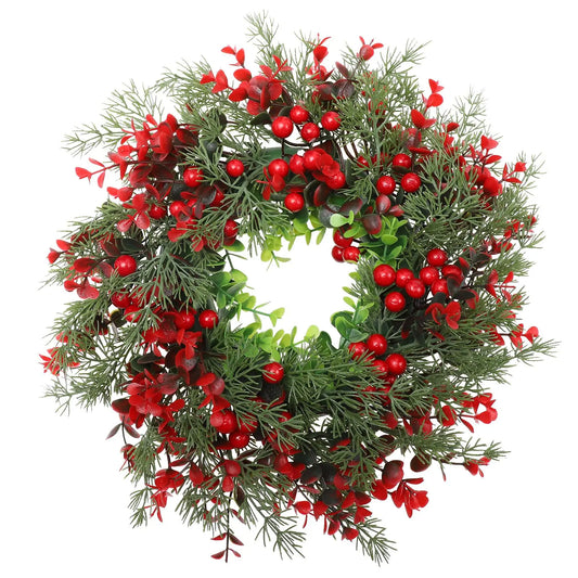 Winter Berry Christmas Wreath Artificial for Door Porch - Happy Home Retreat