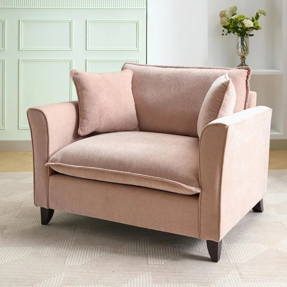 Pink Oversized Living Room Chair Chenille Upholstered - Happy Home Retreat