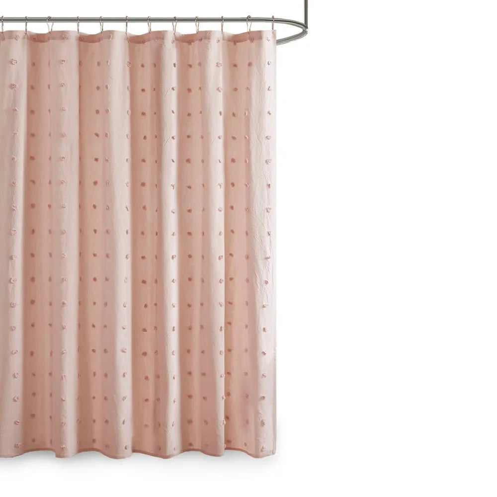 Bathroom Cotton Jacquard Pom Pom Shower Curtain 70x72 Inches - Happy Home Retreat