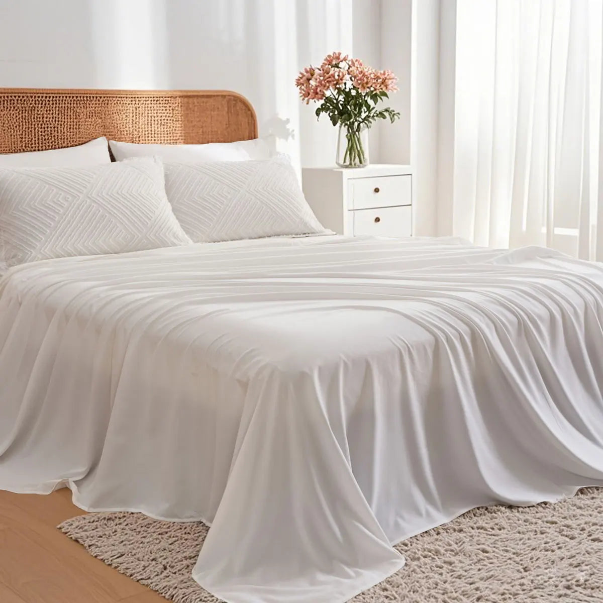 7 Piece Solid Color Cut Flower Design Comforter Set 100 Percent Microfiber Soft and Breathable Bedding Set Ideal Gift - Happy Home Retreat