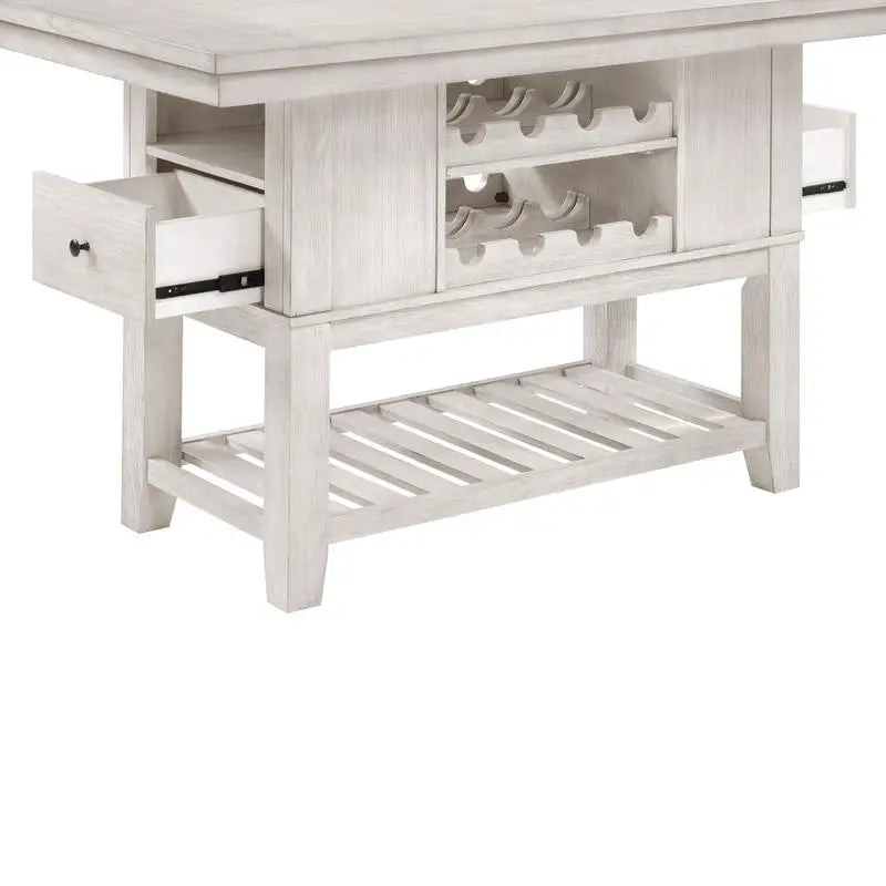5-Piece Counter Height Dining Set With Antique White Table And Storage Drawers - Happy Home Retreat