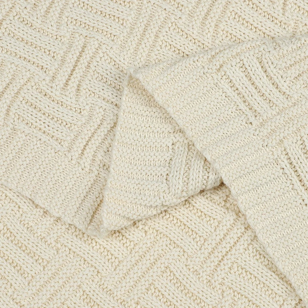 Cotton Knitted Decorative Throw Blanket Soft Warm Breathable Couch Sofa Bed Classic Cable Design Machine Washable Gift - Happy Home Retreat