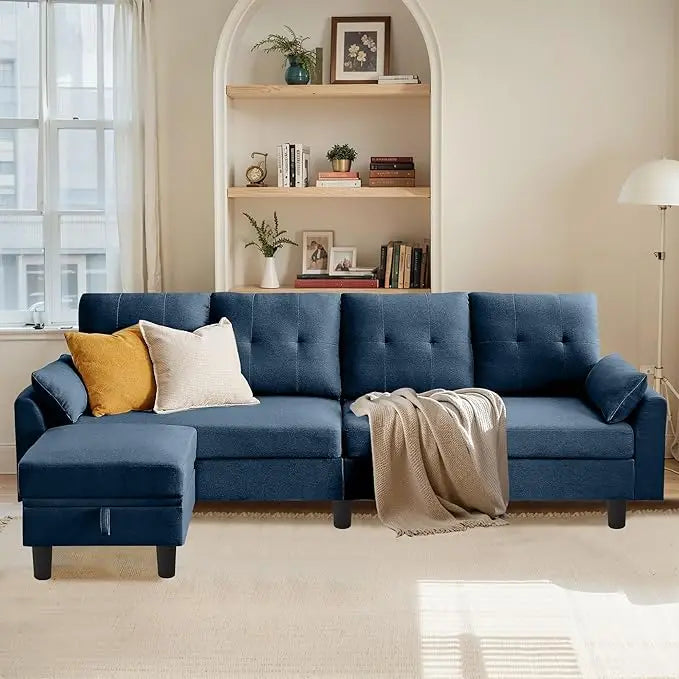 101 Inch L Shaped Modular Sectional Sofa With Storage Ottoman For Living Room - Happy Home Retreat