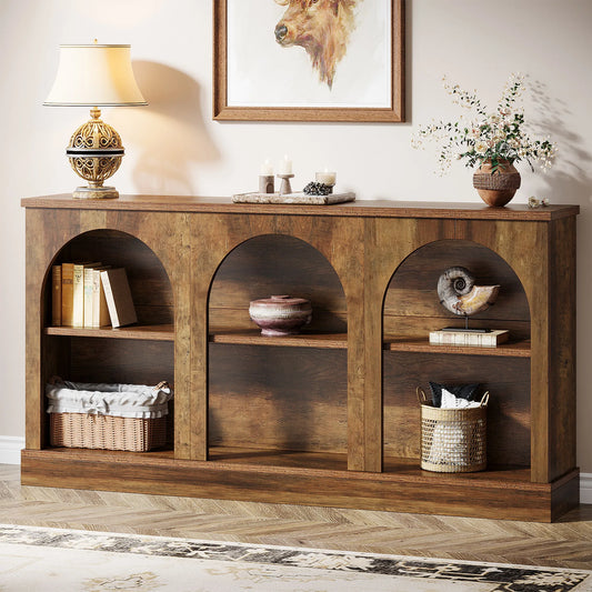 Tribesigns Farmhouse Console Table 63 Inch Entryway Table With 3 Tier Storage