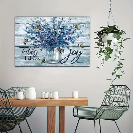 1.5 Inch Thickness Flower And Hummingbird Inspired Mural Painting For Interior Decoration - Happy Home Retreat