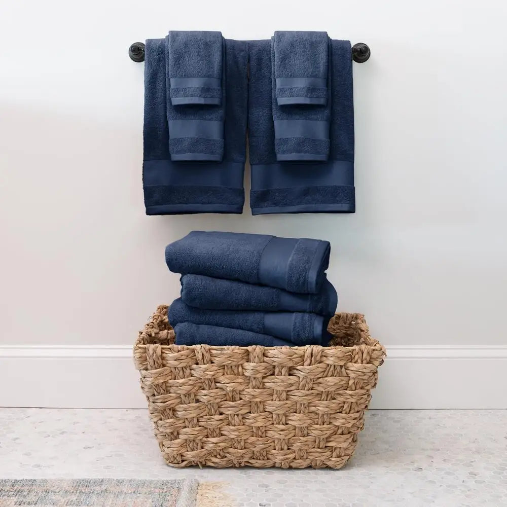 6 Piece Cotton Bath Towel Set Luxury Soft Fade Resistant Low Lint Machine Washable Hotel Quality Towels - Happy Home Retreat