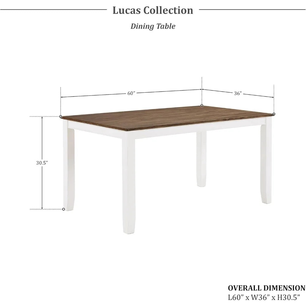 Farmhouse Dining Set For 6 Solid Wood Cross Back Chairs - Happy Home Retreat