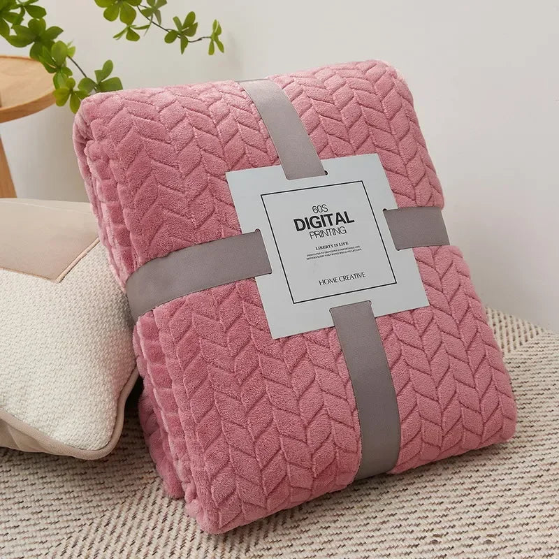 Fluffy Coral Velvet Blanket Plush Comfortable Thickened Warm Soft Sofa Throw for Air-Conditioned Room Luxury - Happy Home Retreat