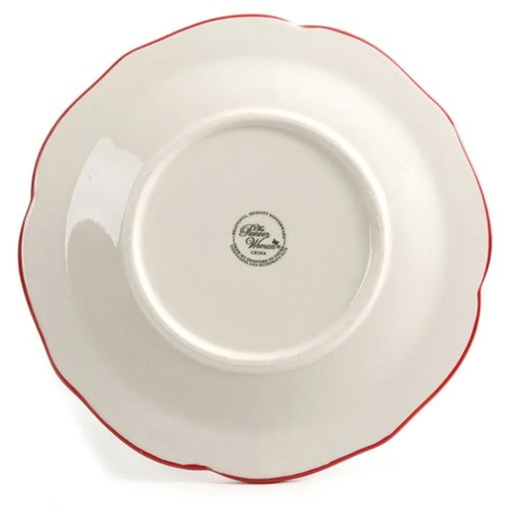 12 Piece Scalloped Dinnerware Set Microwave Safe Red Stoneware Plates and Bowls Ideal for Family Gatherings and Kitchen Essentials - Happy Home Retreat