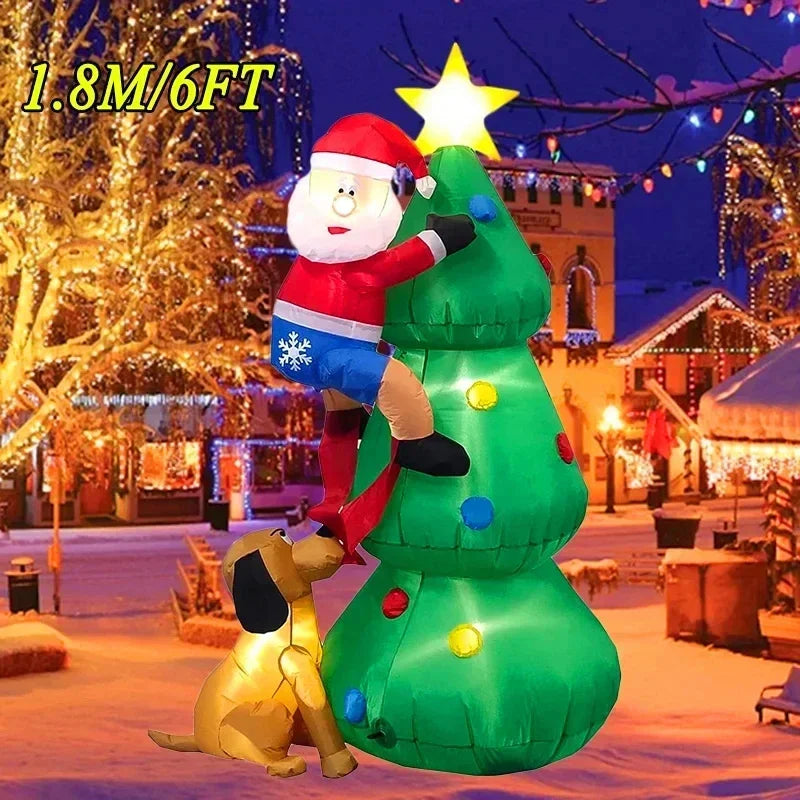 Backpack Santa Claus Inflatable With LED Light 1.8M Outdoor Christmas Decor - Happy Home Retreat