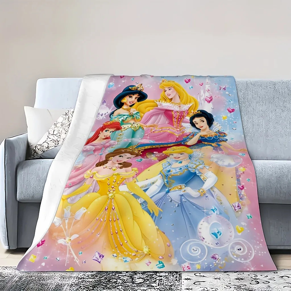 Disney Princess Blanket for Kids Multifunctional Soft Polyester Blanket for Home Outdoor Travel Camping and Naps - Happy Home Retreat