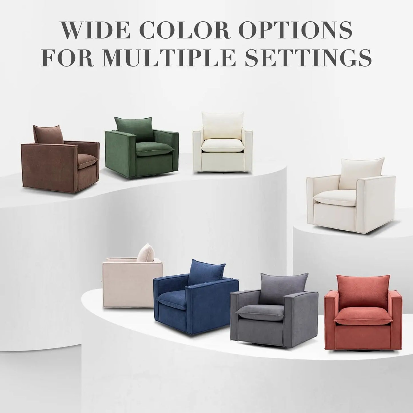 Swivel Accent Chair 34 Inch Wide Upholstered Arm Chair With Plump Back Pillow