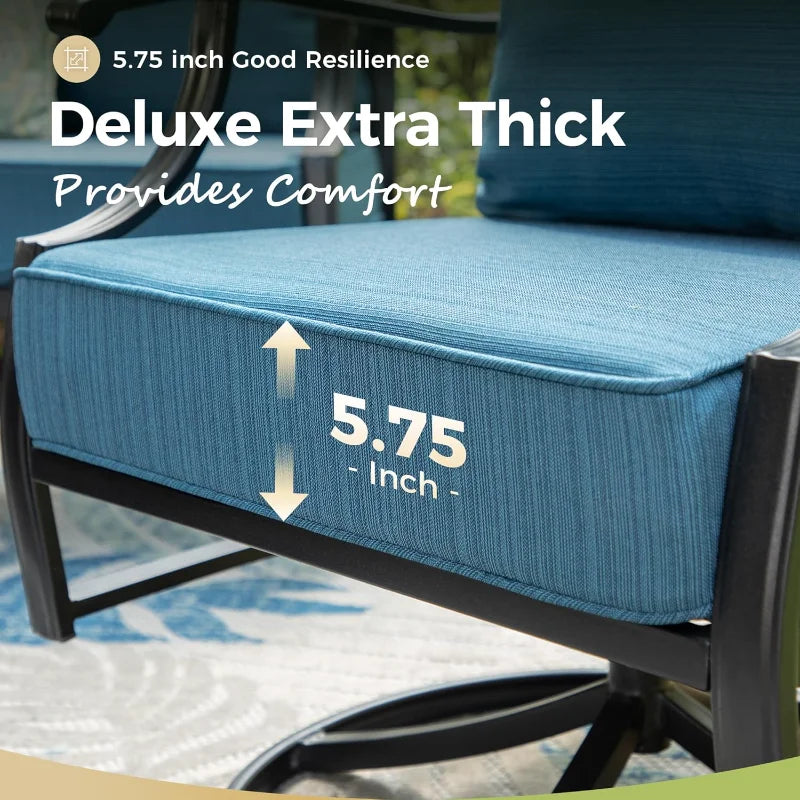 Patio Furniture Set 5 Pieces Outdoor 3 Seat Sofa 2 Swivel Chairs 2 Ottomans with Extra Thick Cushions - Happy Home Retreat