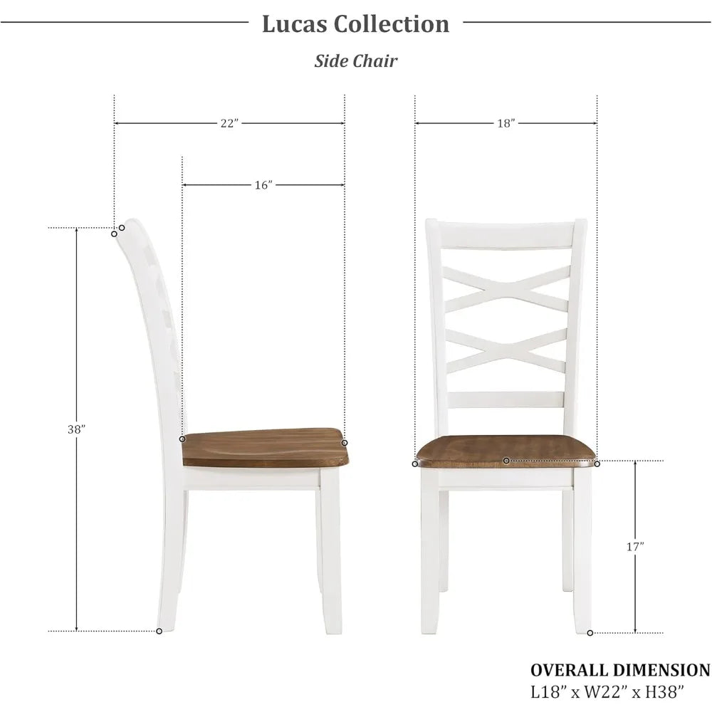 Farmhouse Dining Set For 6 Solid Wood Cross Back Chairs - Happy Home Retreat