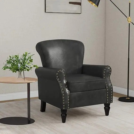 Floral Boho Wingback Blue Accent Chair With Nailhead Trim - Happy Home Retreat