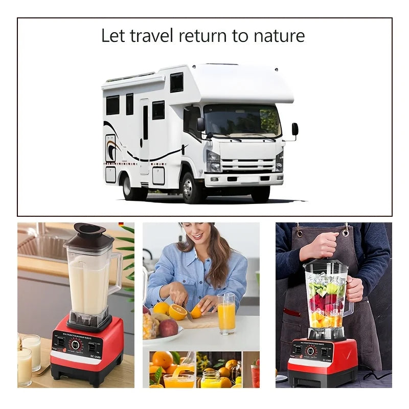 C010-Red RV Kitchen Blender with Wall Breaker, 110V-130V, PP Material, Multifunctional Food Processor, Ice Crusher, Grinder for - Happy Home Retreat