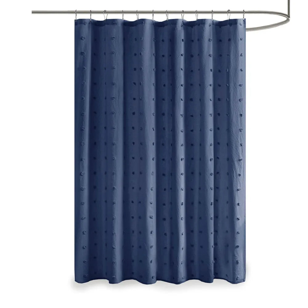 Bathroom Cotton Jacquard Pom Pom Shower Curtain 70x72 Inches - Happy Home Retreat