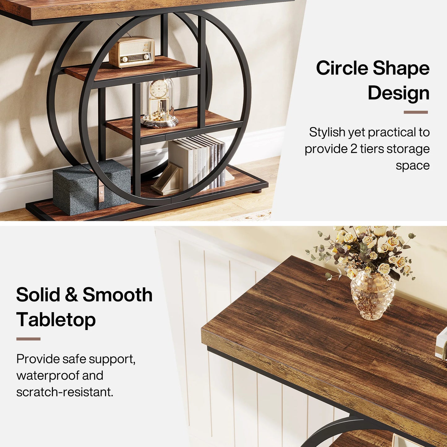 Tribesigns 4 Tier Console Table 41.3 Inch Industrial Hallway - Happy Home Retreat