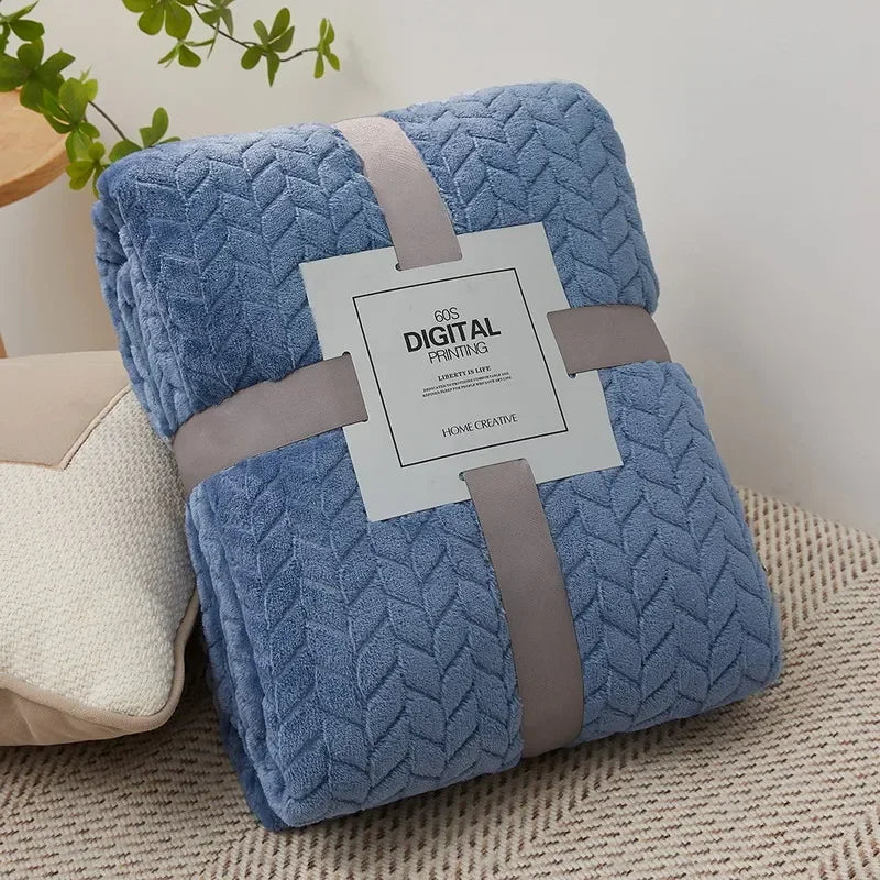 Fluffy Coral Velvet Blanket Plush Comfortable Thickened Warm Soft Sofa Throw for Air-Conditioned Room Luxury - Happy Home Retreat