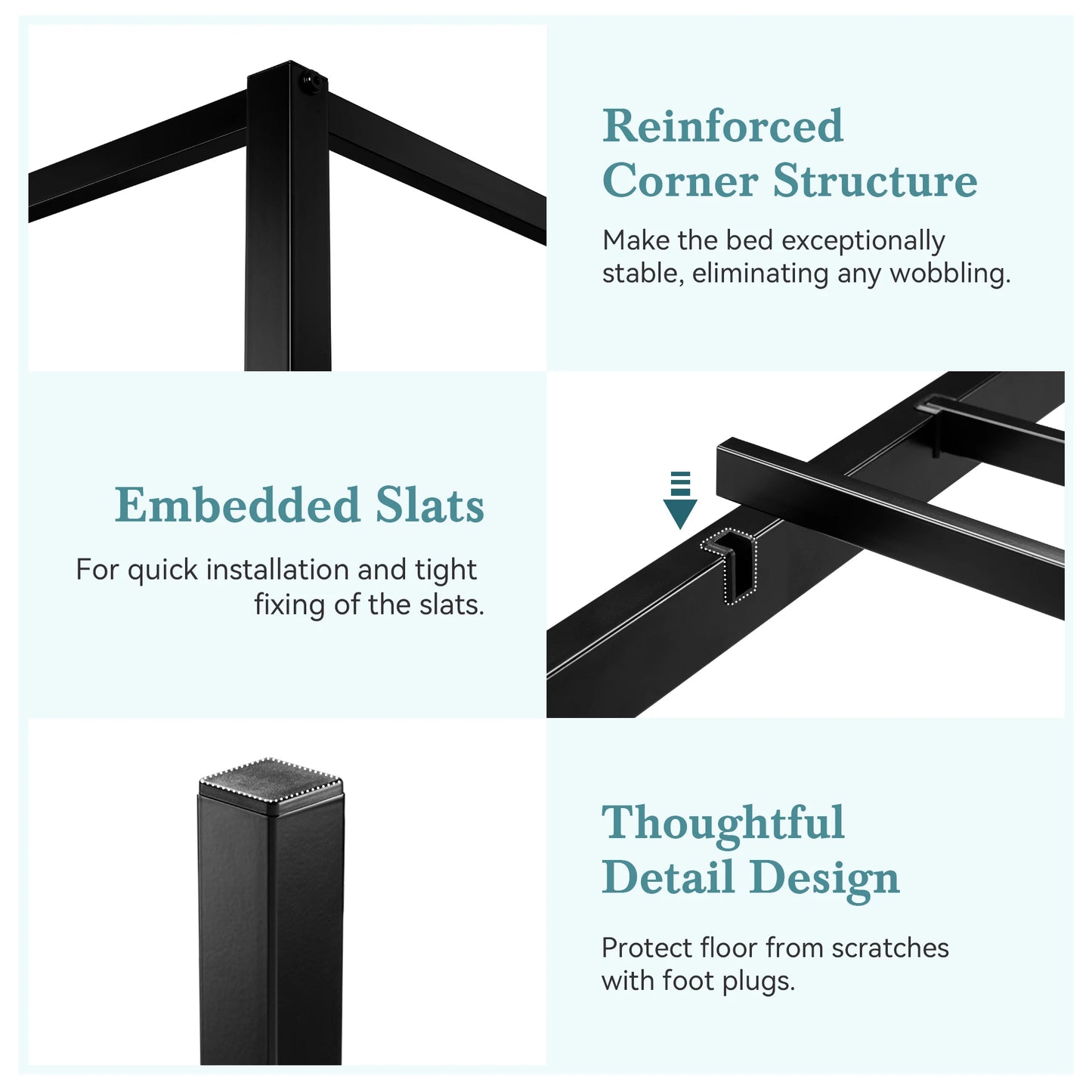 HOOMIC Canopy Bed Frame Enhanced 4 Poster Metal Frame No Box Spring Needed Easy Assembly Minimalist Design - Happy Home Retreat