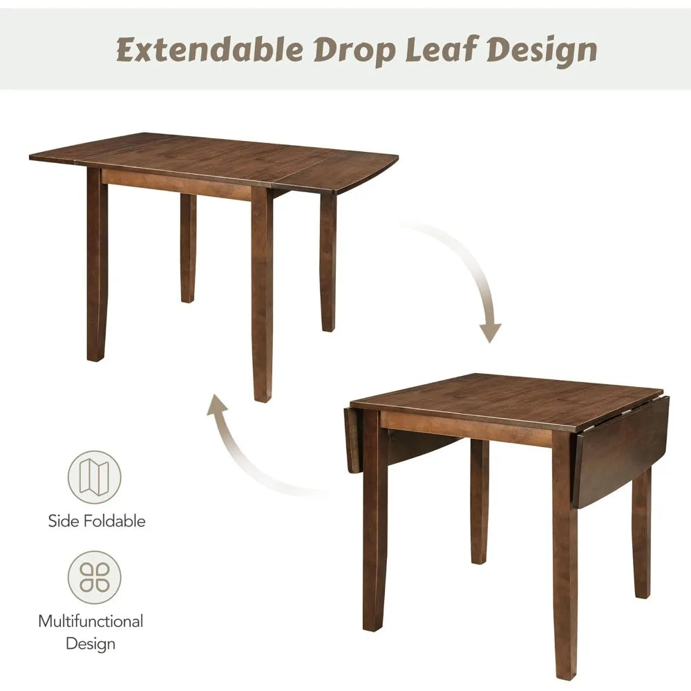 Drop Leaf Dining Table Set With Two X Back Chairs Brown - Happy Home Retreat