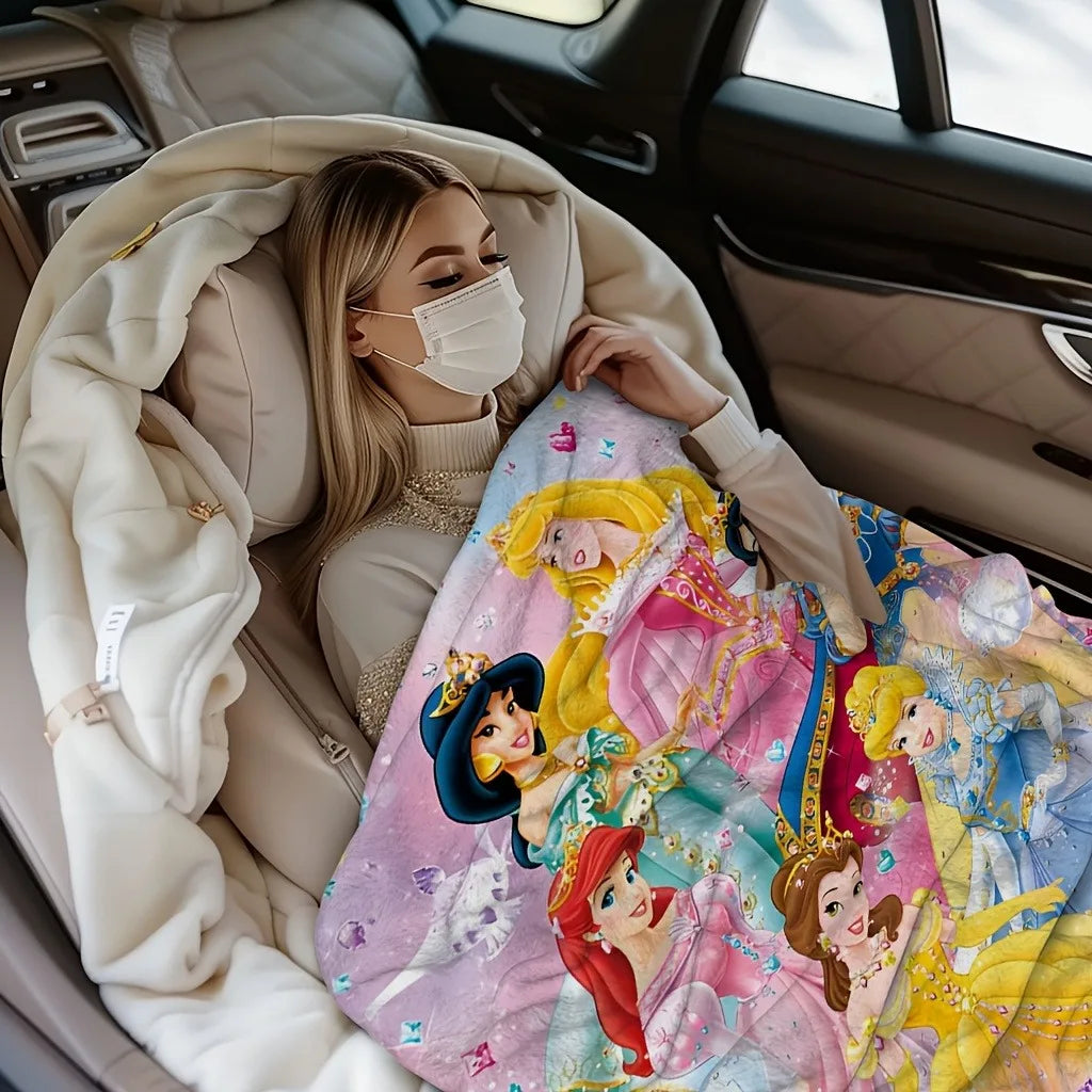 Disney Princess Blanket for Kids Multifunctional Soft Polyester Blanket for Home Outdoor Travel Camping and Naps - Happy Home Retreat