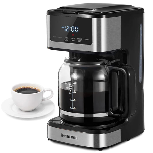 Programmable Drip Coffee Maker 12 Cup with Iced Coffee Function Touch Screen and Regular Strong Brew - Happy Home Retreat