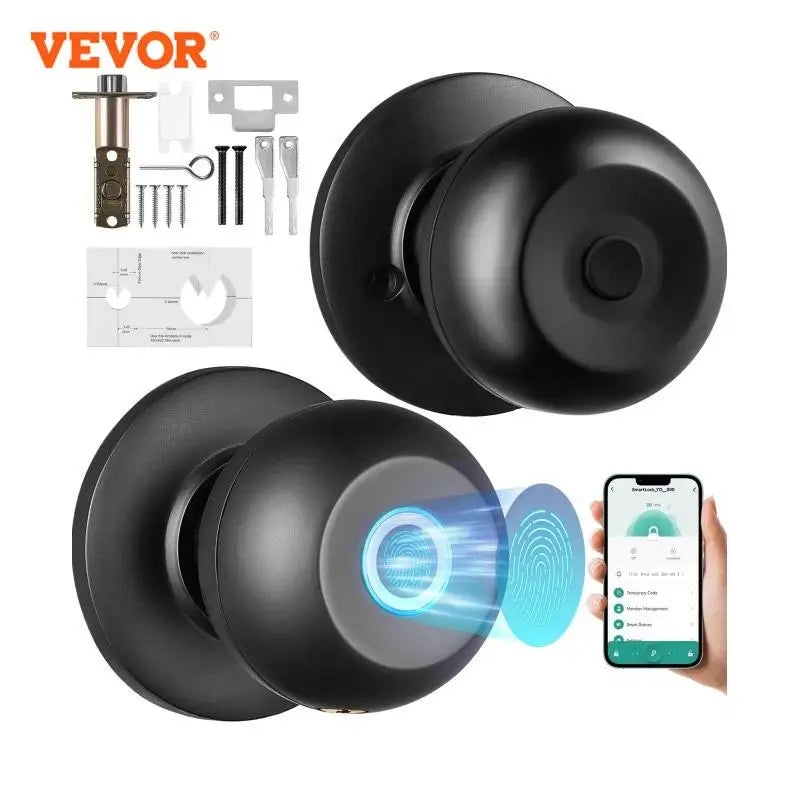 Vevor Smart Door Knob Biometric Door Lock Bluetooth Smart Lock Fingerprint Access with App Control Easy Installation - Happy Home Retreat