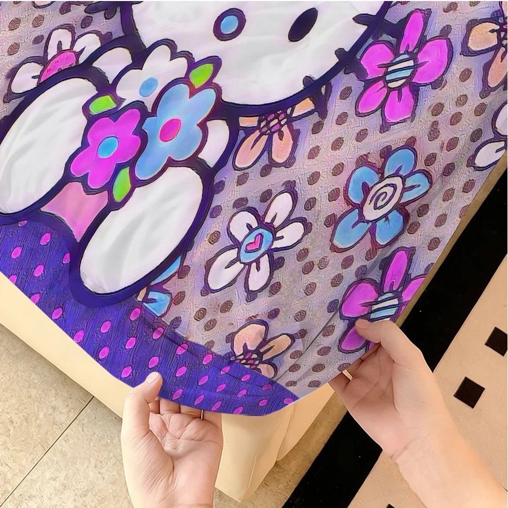 Sanrio Hello Kitty Velvet Bed Sheets Double Bed Soft Elastic Mattress Cover - Happy Home Retreat