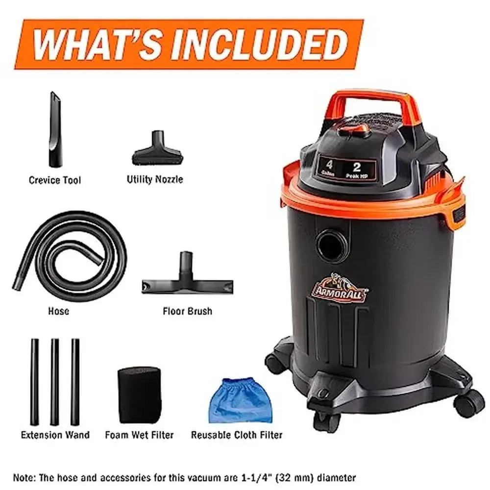 4 Gallon Wet Dry Shop Vacuum 2 HP Corded Lightweight - Happy Home Retreat