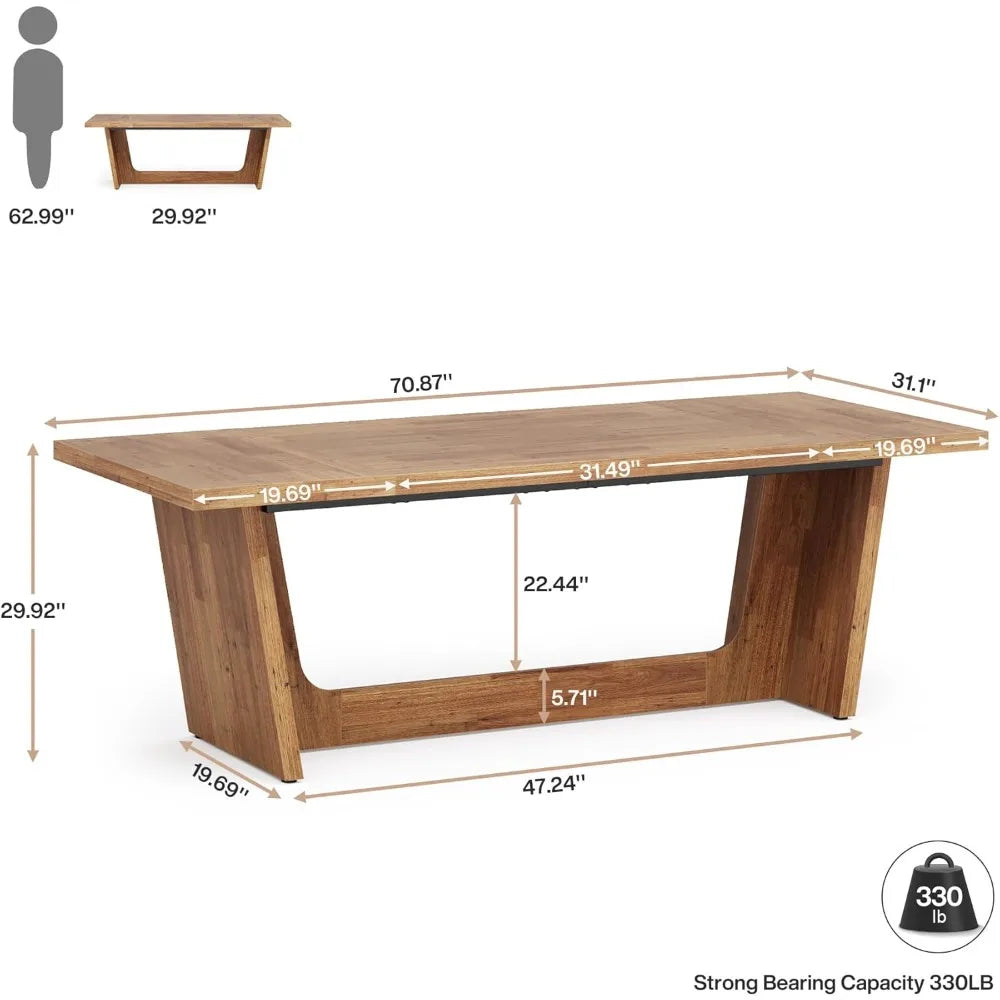 Walnut Wood Engineered Desk Executive Home Office With Industrial Style Pedestal - Happy Home Retreat