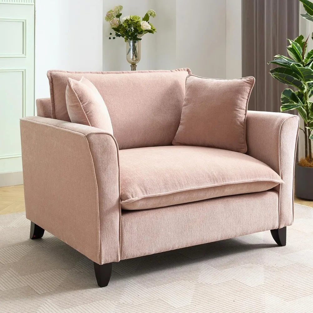 Pink Oversized Living Room Chair Chenille Upholstered - Happy Home Retreat
