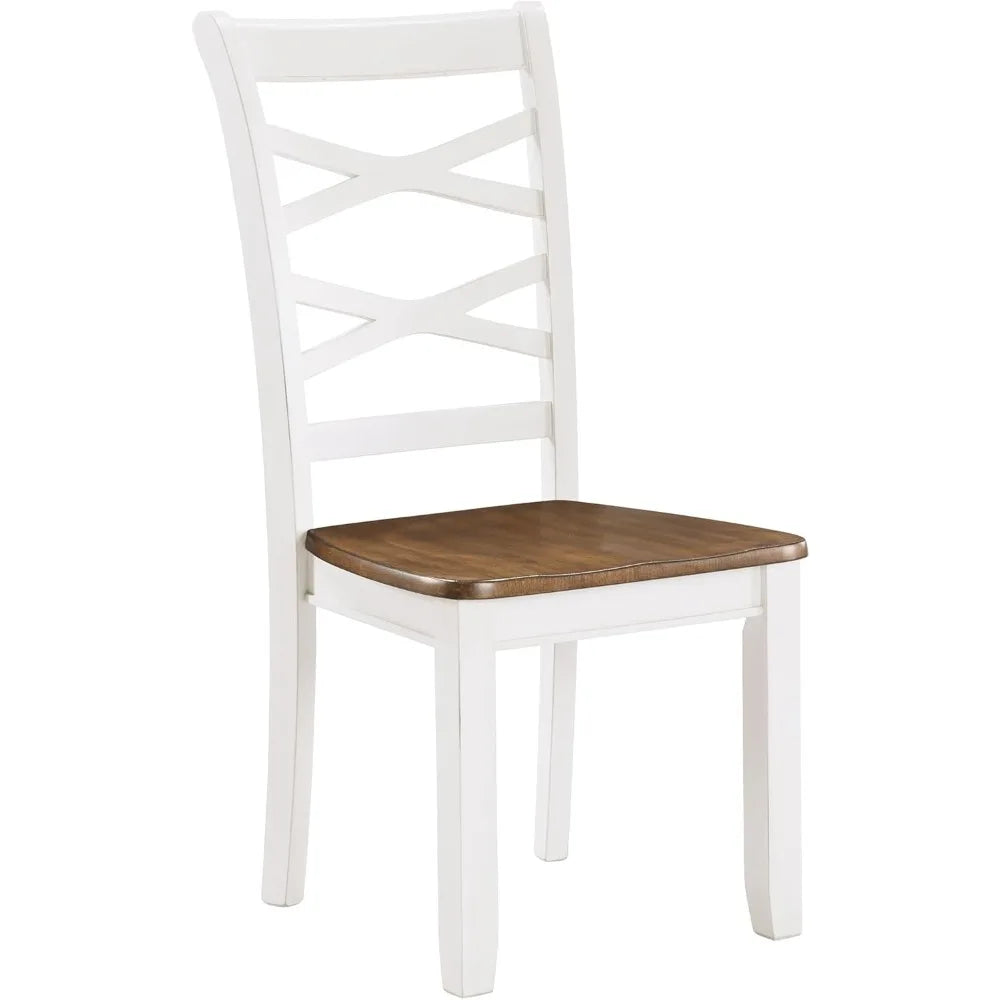 Farmhouse Dining Set For 6 Solid Wood Cross Back Chairs - Happy Home Retreat