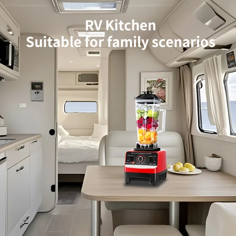 C010-Red RV Kitchen Blender with Wall Breaker, 110V-130V, PP Material, Multifunctional Food Processor, Ice Crusher, Grinder for - Happy Home Retreat